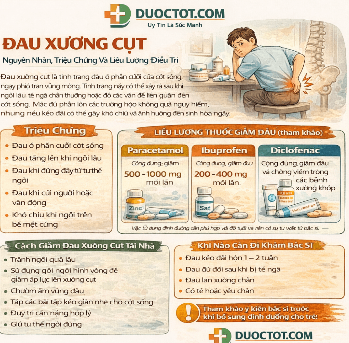 Điều trị đau xương cụt